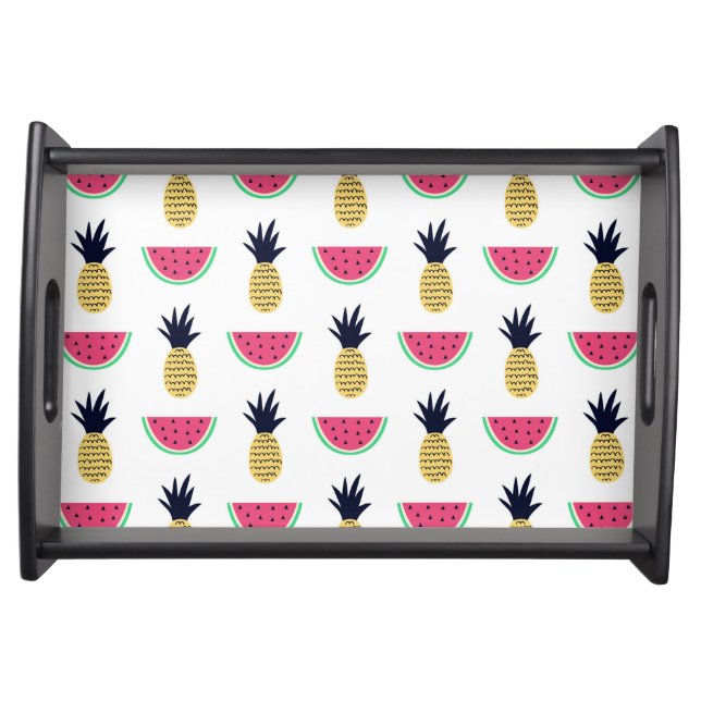 Cute Pineapple & Watermelon Doodle Pattern Serving Tray (Front)