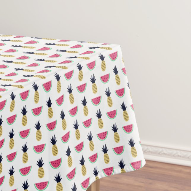 Cute Pineapple & Watermelon Doodle Pattern Tablecloth (In Situ)
