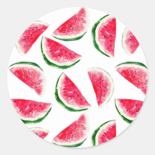 Cute Pineapple & Watermelon Pattern Classic Round Sticker