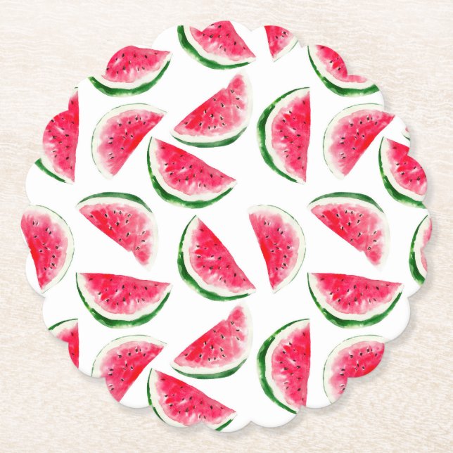 Cute Pineapple & Watermelon Pattern Paper Coaster (Front)