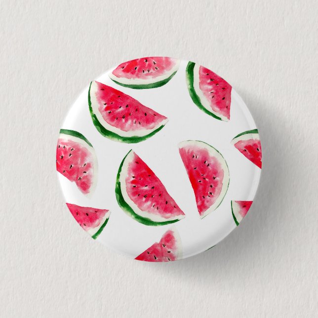 Cute Pineapple & Watermelon Pattern Pinback Button (Front)