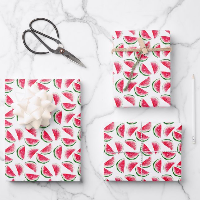 Cute Pineapple & Watermelon Pattern Wrapping Paper Sheets (Front)