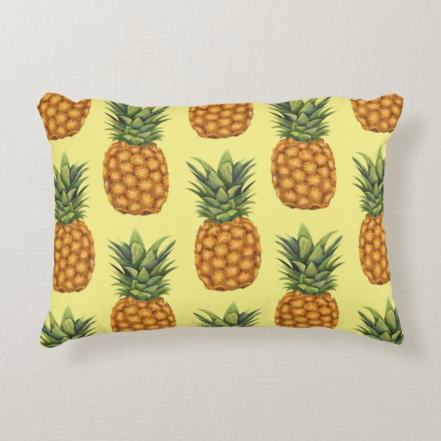 Cute pineapples abstract illustration pattern accent pillow (Front)