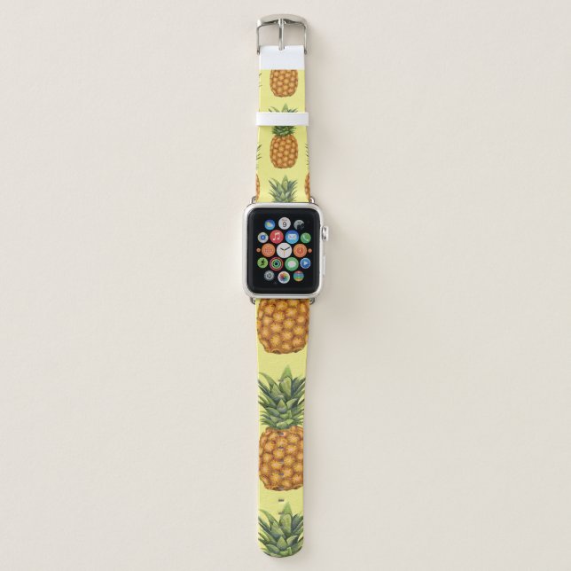 Cute pineapples abstract illustration pattern apple watch band (Front)