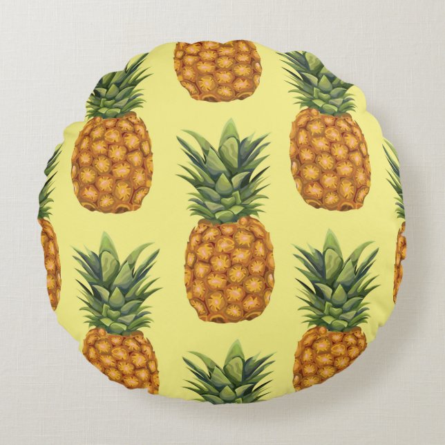 Cute pineapples abstract illustration pattern round pillow (Front)