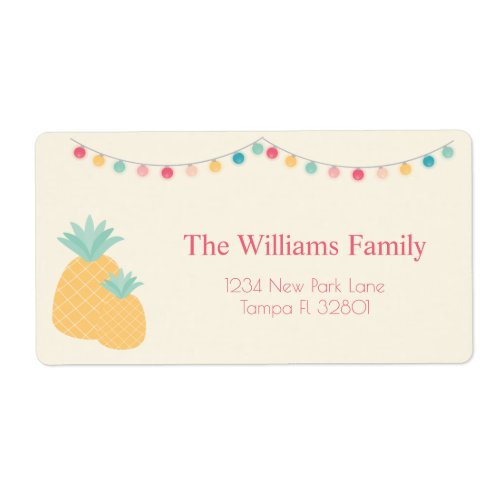 Cute Pineapples  _ Tropical Party Label