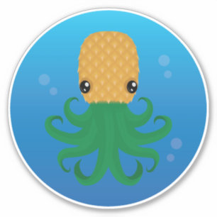 Cute Pineapus (Pineapple Octopus) in Water Sticker