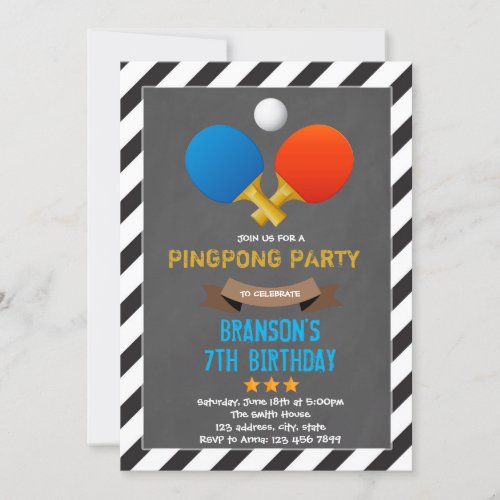 Cute ping pong party invitation