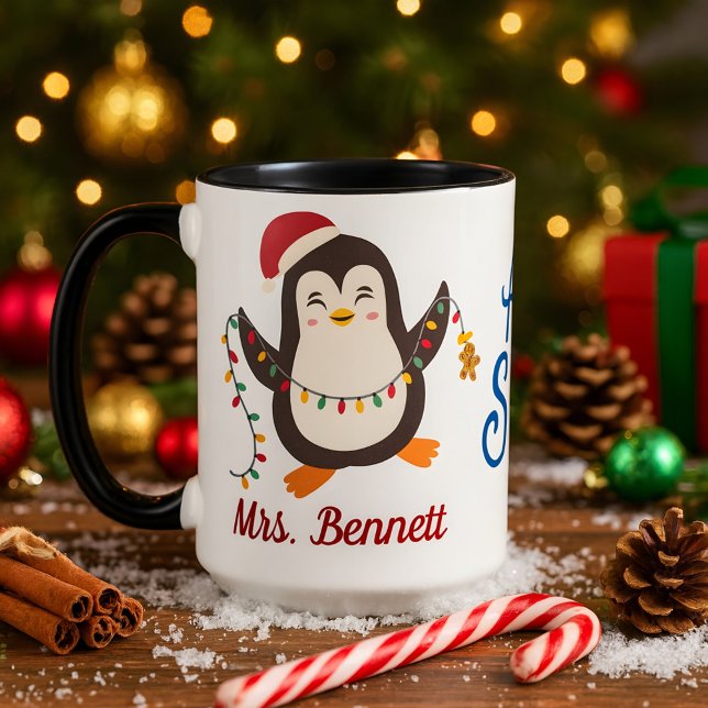 Cute Pinguin Christmas You Are The Best Teacher Mug (Creator Uploaded)