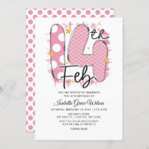 Cute Pink 14 February Valentine Birthday Invitation
