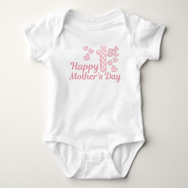 Cute Pink 1st Mother's Day with Love Baby Bodysuit (Front)