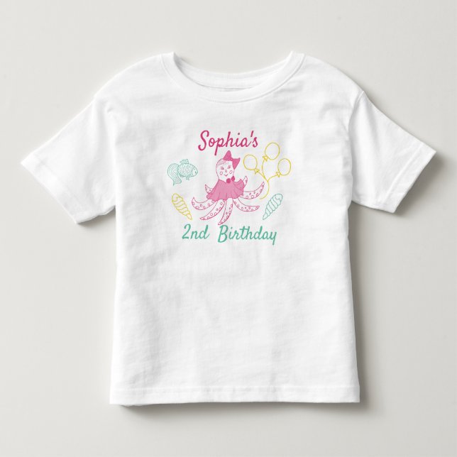 Cute Pink 2nd Birthday Baby Girl Toddler T-shirt (Front)
