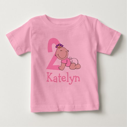 Cute Pink 2nd Birthday Baby T_Shirt