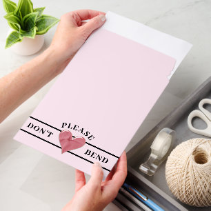 Cute Pink 3D Heart Do Not Bend Envelope Mailers