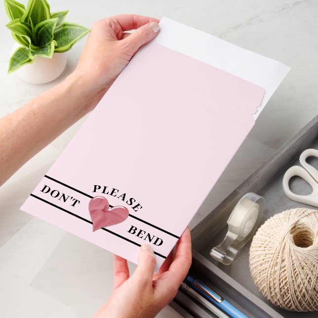 Cute Pink 3D Heart Do Not Bend Envelope Mailers (Desk)