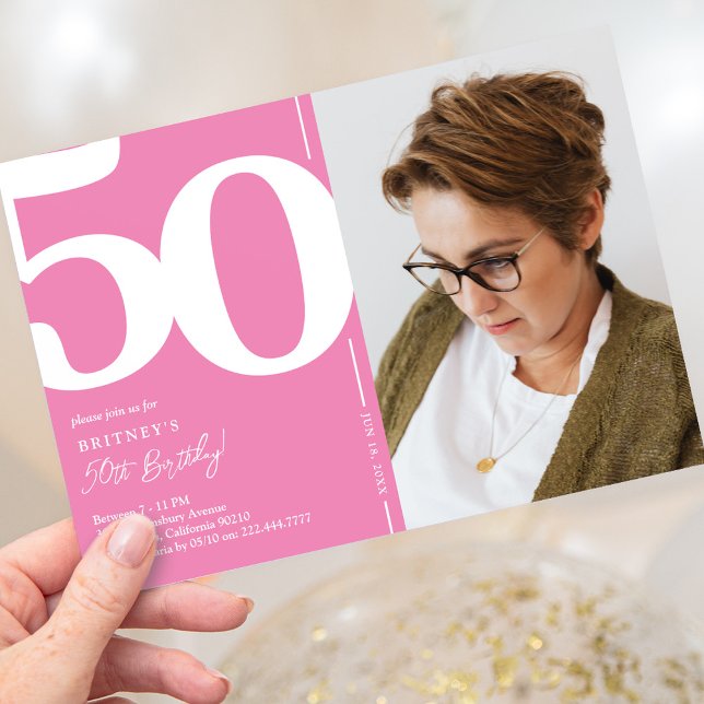 Cute Pink 50th Birthday Party Invitation (Creator Uploaded)