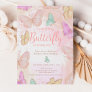 Cute pink a little butterfly chic 1st birthday invitation
