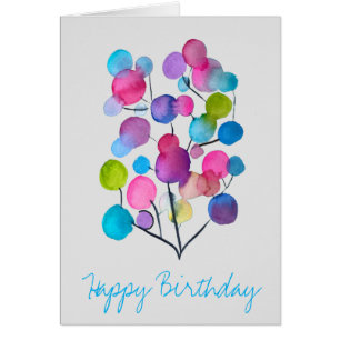 Cute pink abstract art tree cards