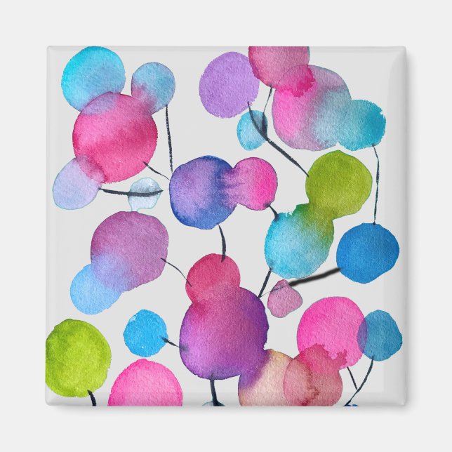 Cute pink abstract art tree magnet (Front)