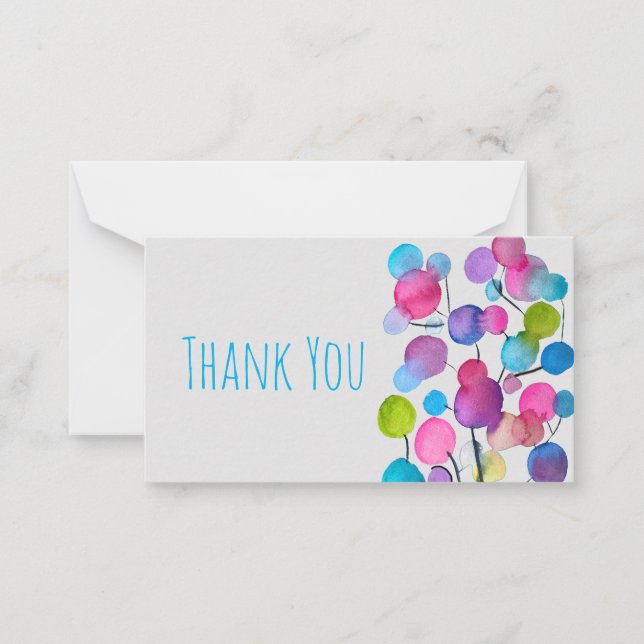 Cute pink abstract art tree note card (Front)