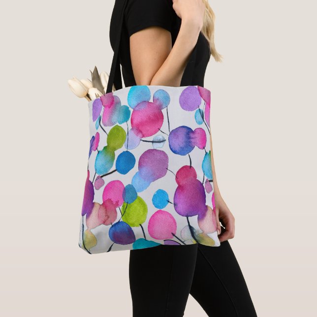 Cute pink abstract art tree tote bag (Close Up)