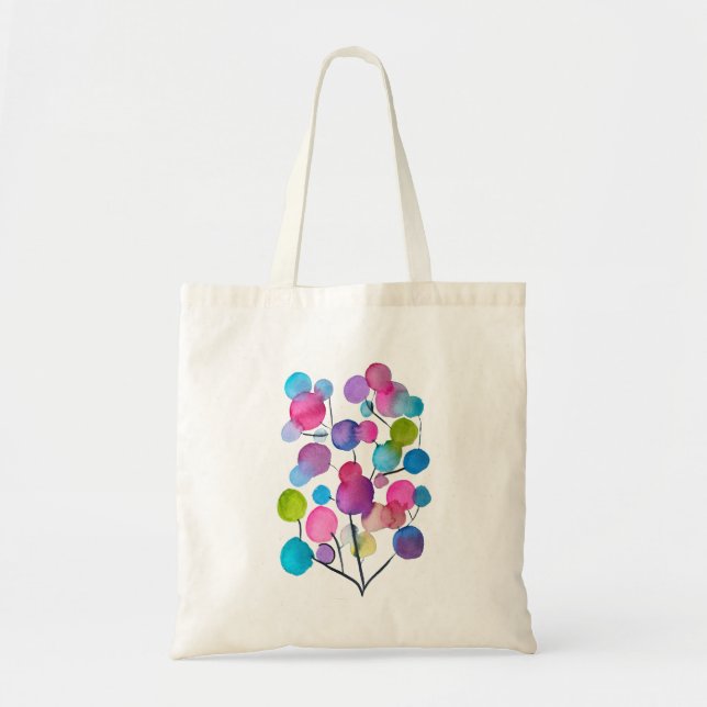Cute pink abstract art tree tote bag (Front)