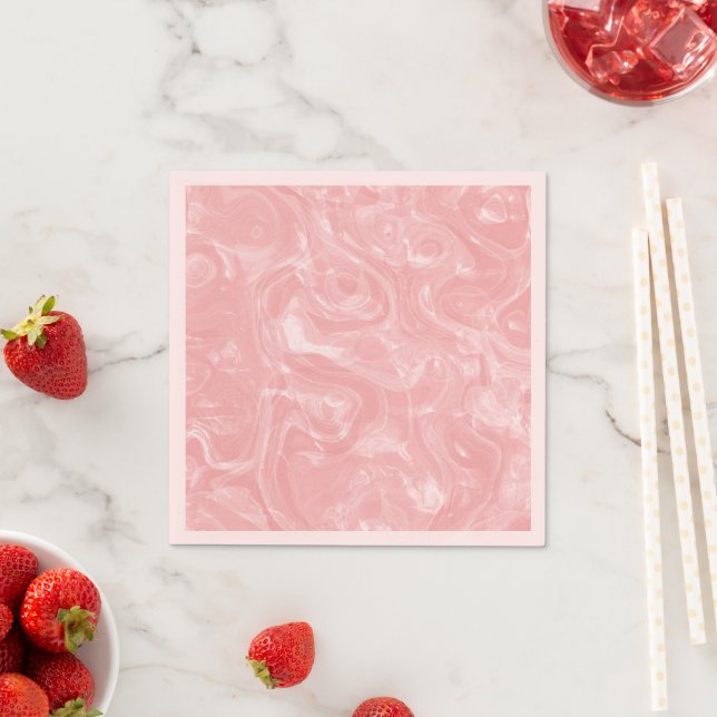 Cute Pink Abstract Faux Marble Pattern Napkins (Insitu)