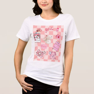 Cute pink Aesthetic kawaii checkerb Tri-Blend Shirt