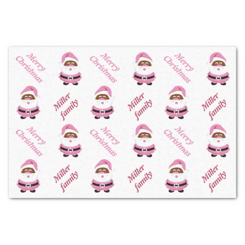 Cute pink African_Americam Santa Claus Christmas  Tissue Paper