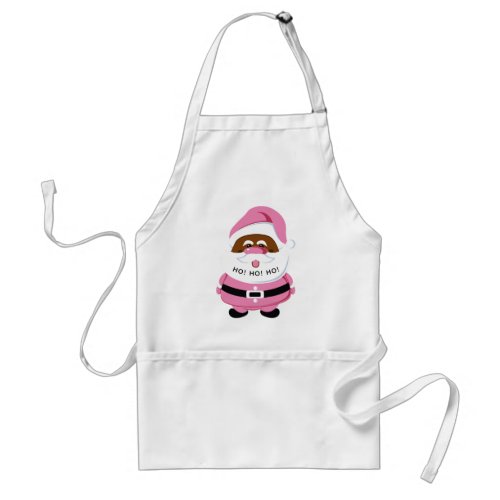 Cute pink African_American Santa Claus Christmas Adult Apron