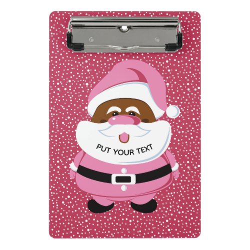 Cute pink African_American Santa Claus Christmas Mini Clipboard