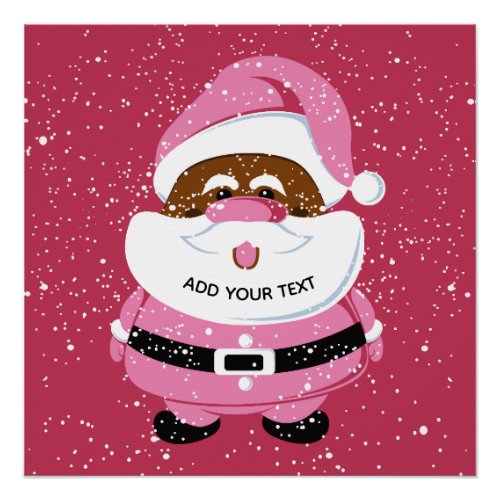 Cute pink African_American Santa Claus Christmas Poster