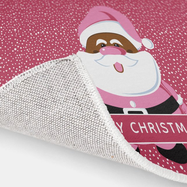 Cute pink African-American Santa Claus Christmas Rug (Indoor)
