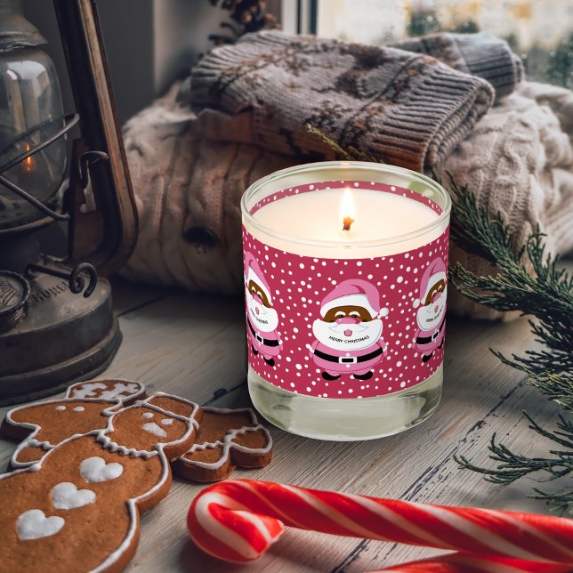 Cute pink African-American Santa Claus Christmas Scented Candle (Creator Uploaded)