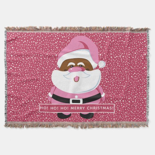 Cute pink African_American Santa Claus Christmas Throw Blanket