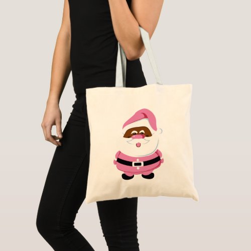 Cute pink African_American Santa Claus Christmas Tote Bag