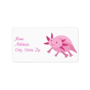 Cute Pink Albino Axolotl Label by saradaboru at Zazzle