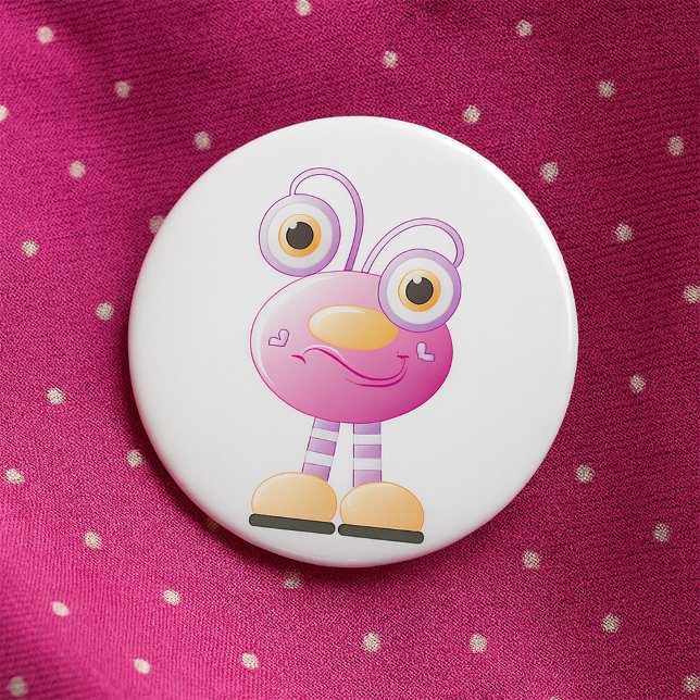 Cute Pink Alien With Big Eyes Button (Creator Uploaded)
