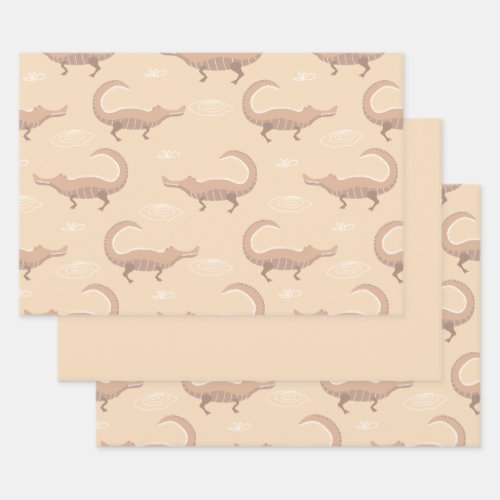 Cute Pink Alligator Wrapping Paper Sheets