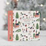 Cute pink Alpine ski lodge winter fun Christmas 3 Ring Binder<br><div class="desc">Cute pink Alpine ski lodge wintersport fun Christmas recipe binder cookbook family recipes backing</div>