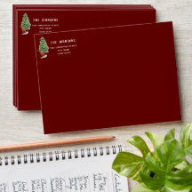 Cute pink Alpine ski lodge winter fun Christmas Envelope