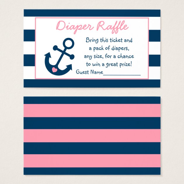 Cute Pink Anchor Diaper Raffle Tickets