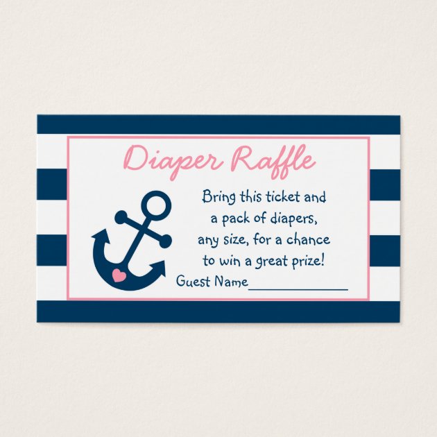 Cute Pink Anchor Diaper Raffle Tickets