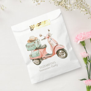 Cute Pink and Aqua Coastal Scooter Favor Bag