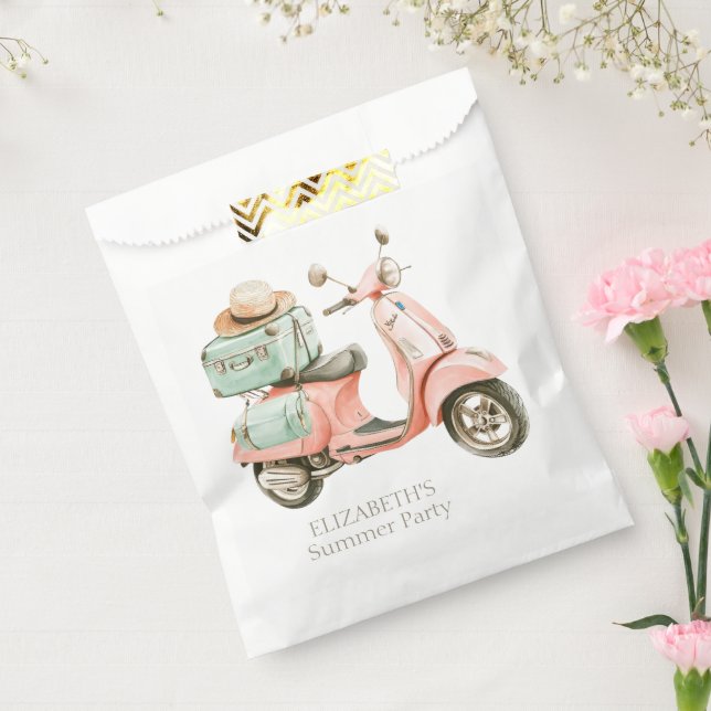 Cute Pink and Aqua Coastal Scooter Favor Bag (Sealed)
