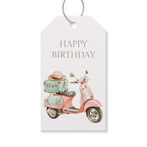 Cute Pink and Aqua Coastal Scooter Gift Tags