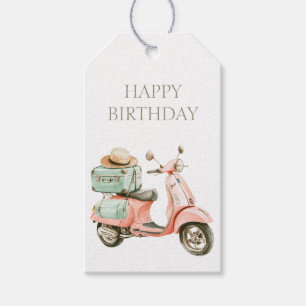 Cute Pink and Aqua Coastal Scooter Gift Tags