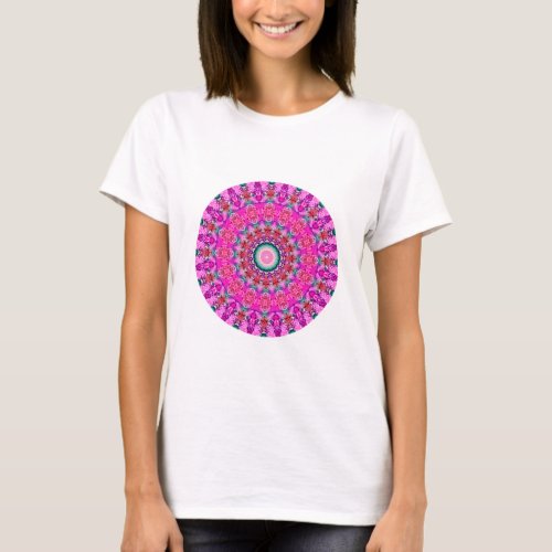 Cute Pink and Aqua Mandala Kaleidoscope T_Shirt
