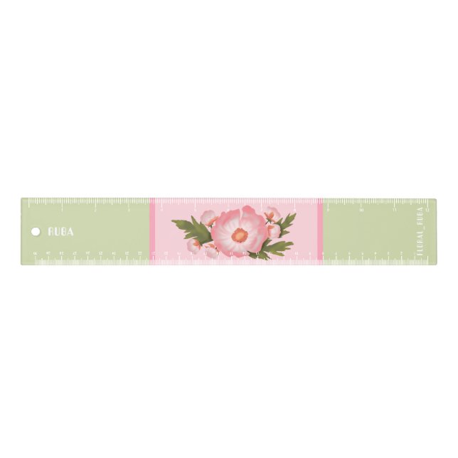 Cute pink and baby green floral Ruler (Front)