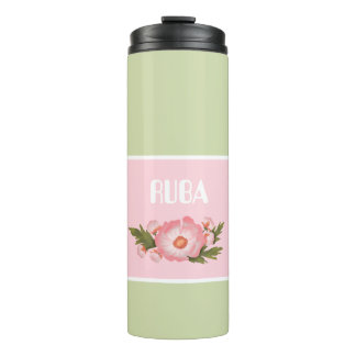 Cute pink and baby green floral Thermal Tumbler